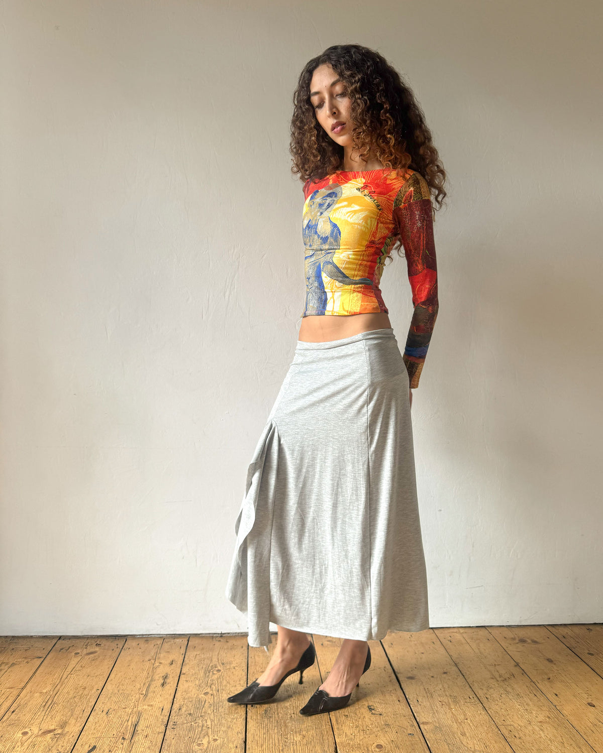 Grey Marl Drape Skirt