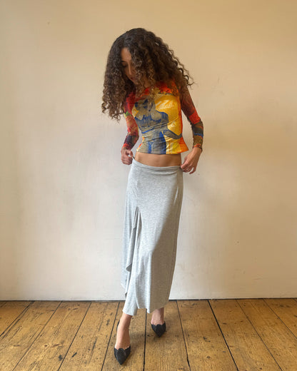 Grey Marl Drape Skirt