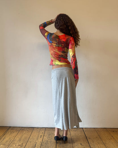 Grey Marl Drape Skirt