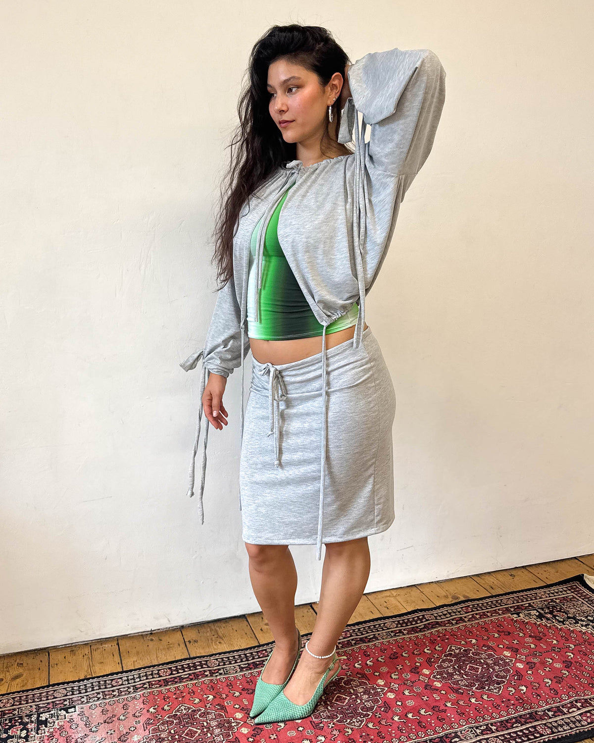 Grey Marl Tie Skirt