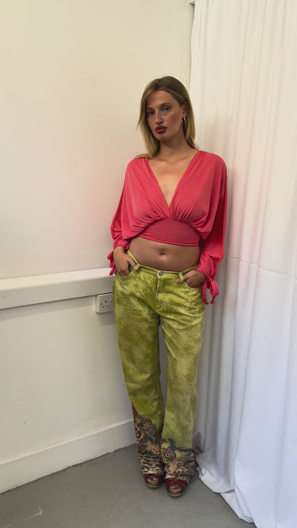 Coral Long-sleeve Drape Top