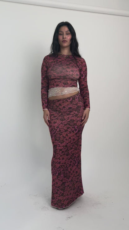 The Burgundy Lace Long Sleeve Top