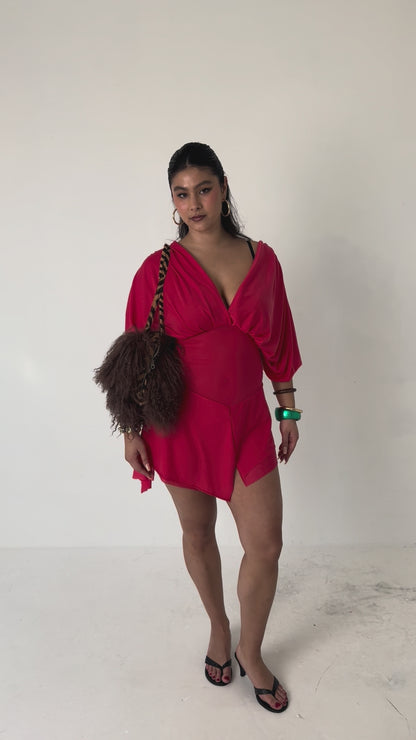 Red Drape Mini Dress