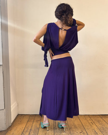 Midnight Purple Long-sleeve Drape Top