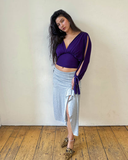 Midnight Purple Long-sleeve Drape Top