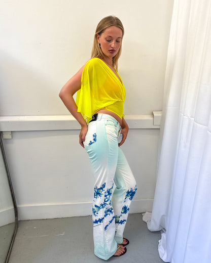 Yellow Mesh Drape Top